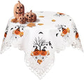 SiliFine Halloween Tablecloth Embroidered 34'' Square Witch Table