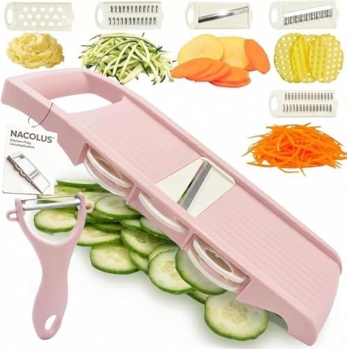 NACOLUS Mandoline Slicer, 5-in-1, Pink
