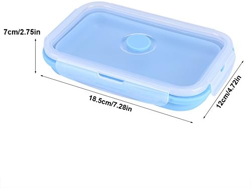 Zerodis Collapsible Portable Lunchbox Bowl, Clip Lock Lid Blue