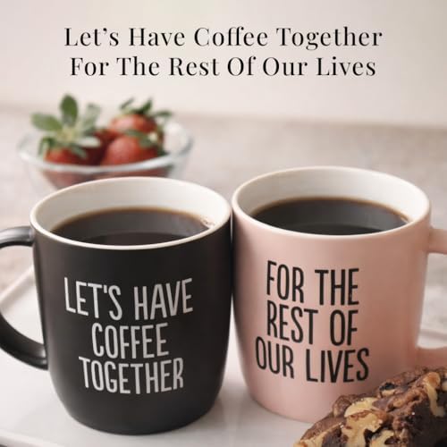 Triple Gifffted Lets Have Coffee Together Mug Set For Couples, 13oz