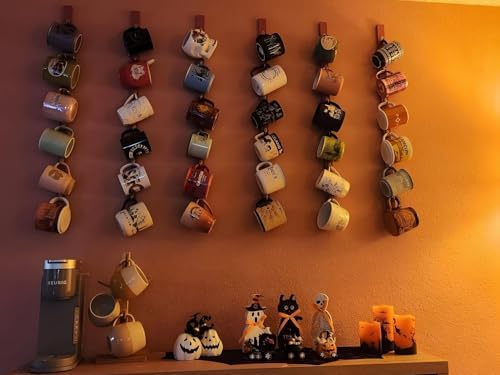 2PCS Wooden Wall Mounted Cup Holder,Coffee Cups Organized Ideal for