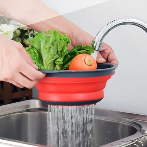 Collapsible Colander Set of 3 Round Silicone Kitchen Strainer Set