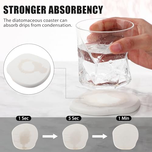Diatomaceous Earth Coasters Set of 4,Cool Absorbent Quick-Dry Drink