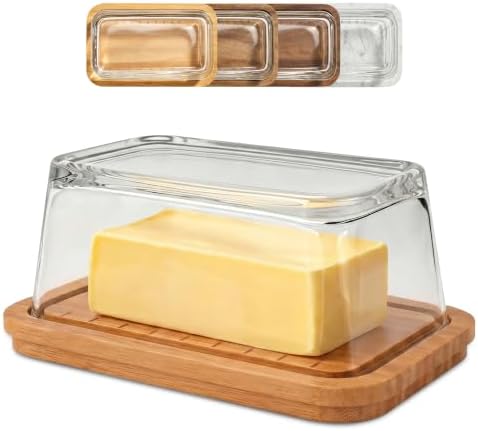 Butter Dish with Lid and Knife, Large Glass Butter Dish for Countertop