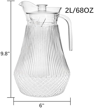 Lawei 2 Pack 68Oz / 2L Acrylic Pitcher, Clear Plastic Water Pitchers