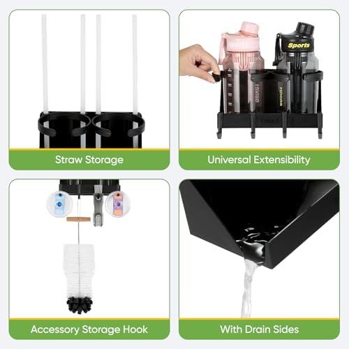 8 Cups Magnetic Cup Holder for Fridge, Black