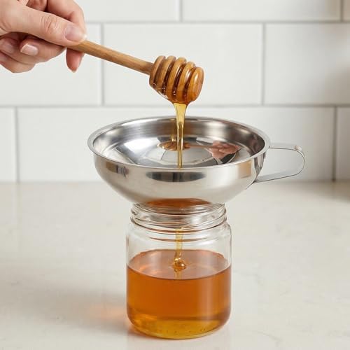 Kenaoeoe 4 PCS Stainless Steel Canning Funnel and Can Strainer Set