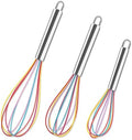 Silicone Whisk,Stainless Steel Wired Wisk Set 8" 10" 12",Heat