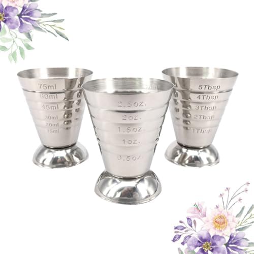 3 Pack 75ml Stainless Steel Jigger Cups with Measurement Scale