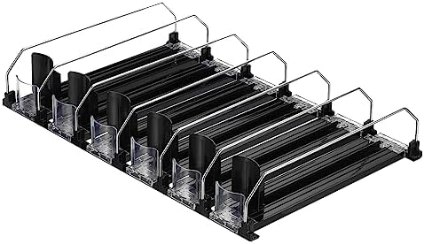 uxcell 6-Piece Soda Can Organizer for Refrigerator, Black