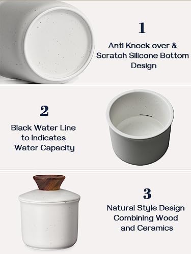 DOWAN French Butter Crock for Countertop, Ceramic Butter Dish with