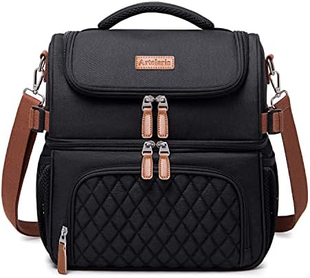 Artelaris Lunch Bag for Women, Large Double Deck Lunch Box Tote for