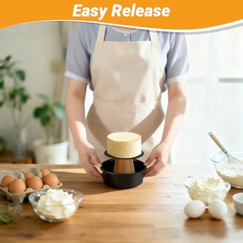 Beasea 6 Inch Round Baking Pan Set, Includes 3 Pack Carbon Steel Cake
