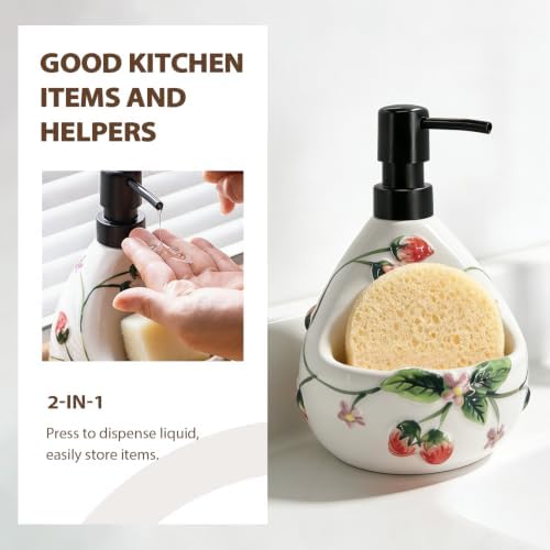 Ceramic 2-in-1 Soap Dispenser with Sponge Holder, 22oz