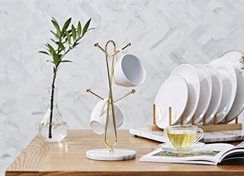 JEmarble Mug Holders with Copper Plated Standing - White Countertop