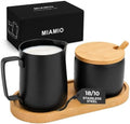 MIAMIO - Cream & Sugar Jar Set Stainless Steel with Bamboo Tray