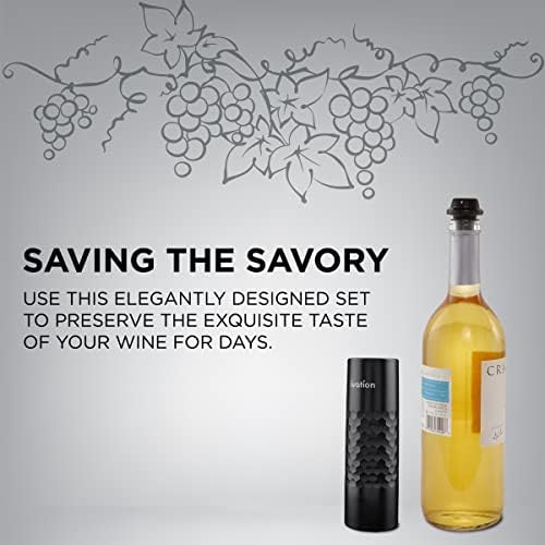 Ivation Rechargeable Wine Saver Pump, USB-C, 4 Stoppers, LED, 6-Piece