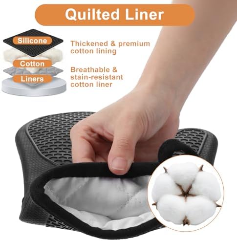 6 Pcs Oven Mitts and Pot Holders Sets for Kitchen, Extra Long Silicone