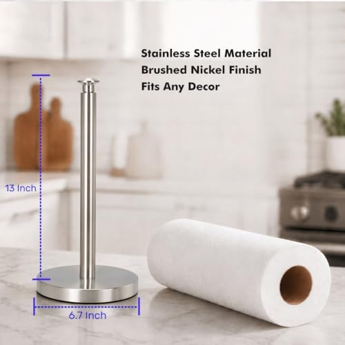 Paper Towel Holder, Brushed Nickel, Stainless Steel Base