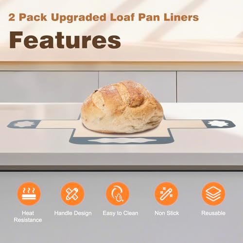 2 Pcs Silicone Bread Loaf Pan Liners, Reusable Food-Grade Silicone