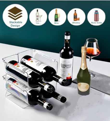Water Bottle Organizer for Cabinet, Set of 2 Wine Bottle Rack Holder