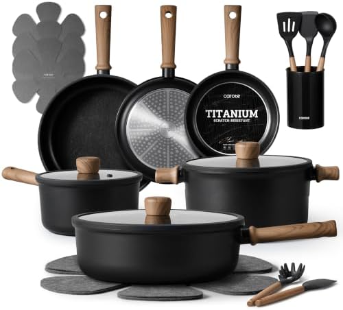 CAROTE 21pcs Pots and Pans Set, Nonstick Cookware Sets
