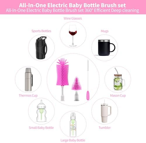 Electric Bottle Brush Cleaner, Portable Electric Baby Bottle Brush
