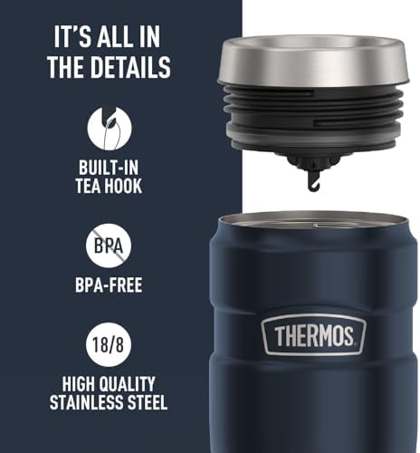 THERMOS Stainless King Stainless Steel Tumbler, 16oz, Midnight Blue