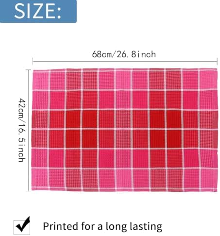 Bright Large Kitchen Towels, 4-Pack, 16 Inch x 26 Inch Buffalo Check