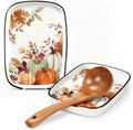 AnyDesign 5.9 Inch Fall Ceramic Spoon Rest, Pumpkin Maple Leaves