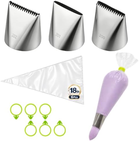 Extra Large Piping Tips Set with 18-Inch Bags for Cake Decorating