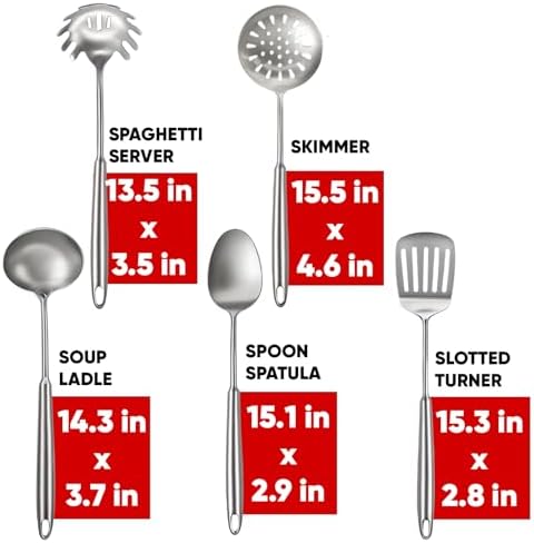 5 Pcs Newness Cooking Utensils Set, 304 Stainless Steel Kitchen
