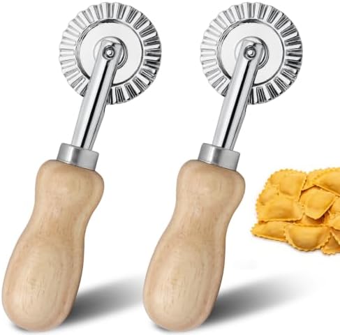 2 Pack Pastry Cutter, Steel Dough Wheel with Short Wood Handle