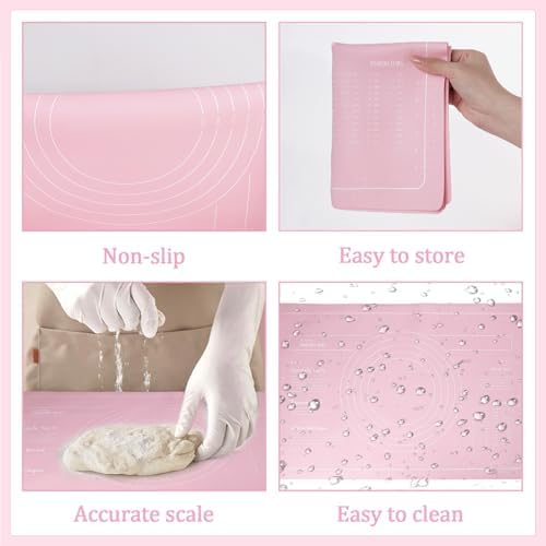 3Pcs Silicone Rolling Pin for Baking Sets,15Inch Pastry Dough Roller