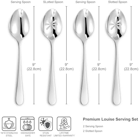 KEAWELL Premium Louise 4-Piece 9-Inch Serving Spoon Set