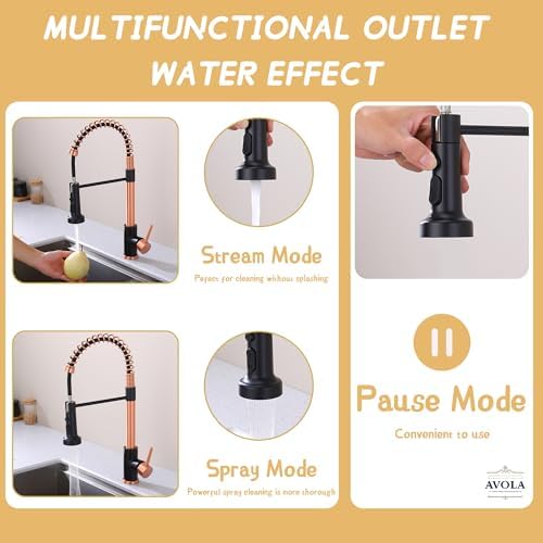 Avola Copper Pull-Out Kitchen Faucet, Rose Gold