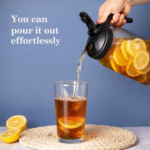 64oz Glass Pitcher with Handle and Flip Lid, Leak-Proof Seal, 3 Pack