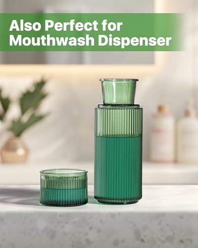 Bedside Water Carafe and Glass Set, 27oz, Vertical Striped