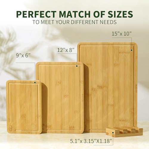 BAMBANG Bamboo Cutting Board Set, 3-Piece Wooden Chopping Boards for