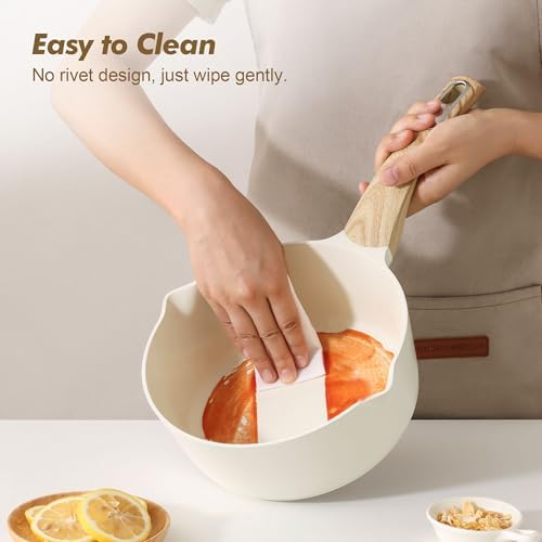 SENSARTE Ceramic Nonstick Sauce Pan with Lid, 1.5 Quart Small