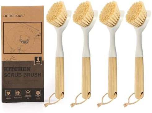DEBETOOL 4-Pack Dish Brush with Scrubber