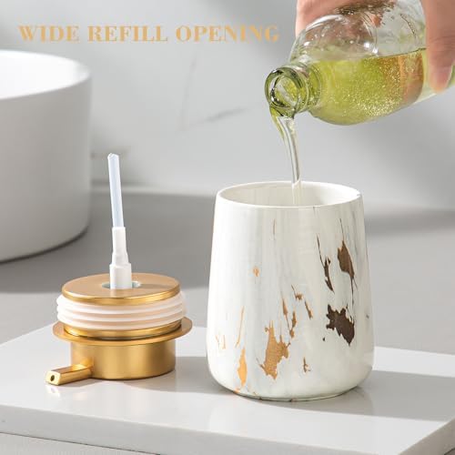 Enra Gold Soap Dispenser,Ceramic Hand Liquid Soap Dispenser for