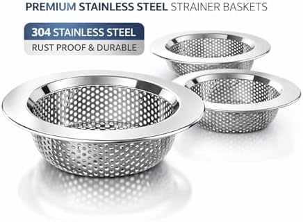 Sink Strainer Basket (3 Pack) – 304 Stainless Steel Kitchen Drain