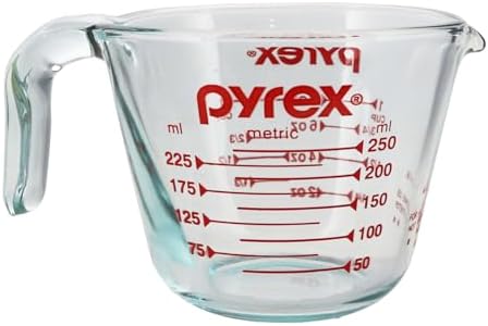 Pyrex Prepware 1 Cup Measuring Cup, Clear w/ Red Measurements