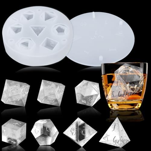 Juome DND Dice Shape Silicone Ice Cube Mold for Whisky, Ice Cube Tray