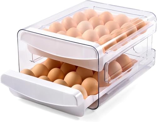 SYLAB Egg Holder for Refrigerator - 32 Eggs Capacity, 2-Tier Stackable
