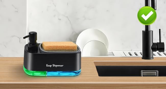Dual Soap Dispenser Set for Kitchen, Black