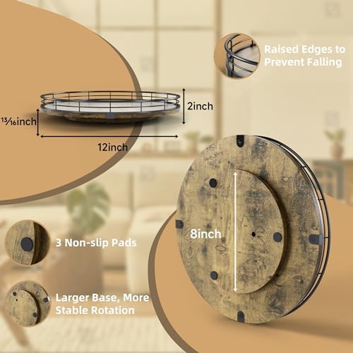 12’’ Round Wooden Lazy Susan Turntable Organizer