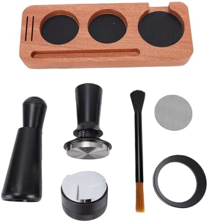 Coffee Tamper Set with Wooden Base, 51mm Stainless Steel