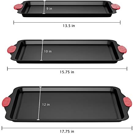 Baking Pans - 3-Piece Nonstick Cookie Sheets or Jelly Roll Cake Pan